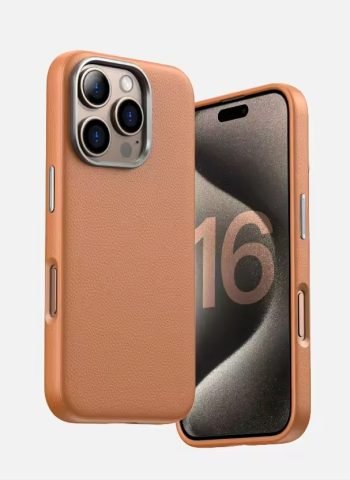 Brown PU Leather Case for iPhone 16 pro max