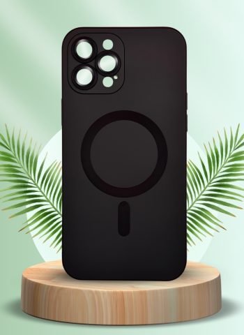 matte black silicone iPhone cover with magsafe compatibility and camera lens in pakistan