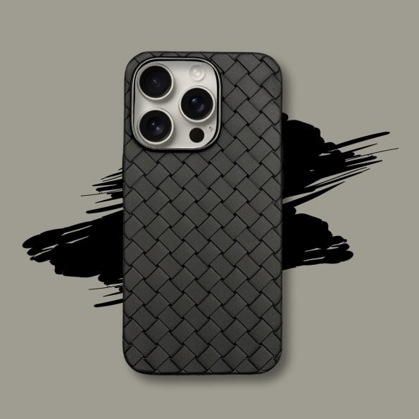 Woven Pattern iPhone Case In Black Color