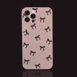 Love Pink iPhone Case with 3D Black Ribbon Bows - Soft